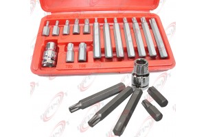 NEW 15PC STAR PROOF SOCKET BIT SET W/ 1/2" DR TORX BIT ADAPTOR